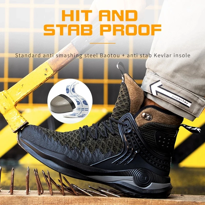 

Plus Size 37-50 Safety Shoes Indestructible Work Safety Boots Men Work Sneakers Male Steel Toe Shoes Work Boots Light Protection