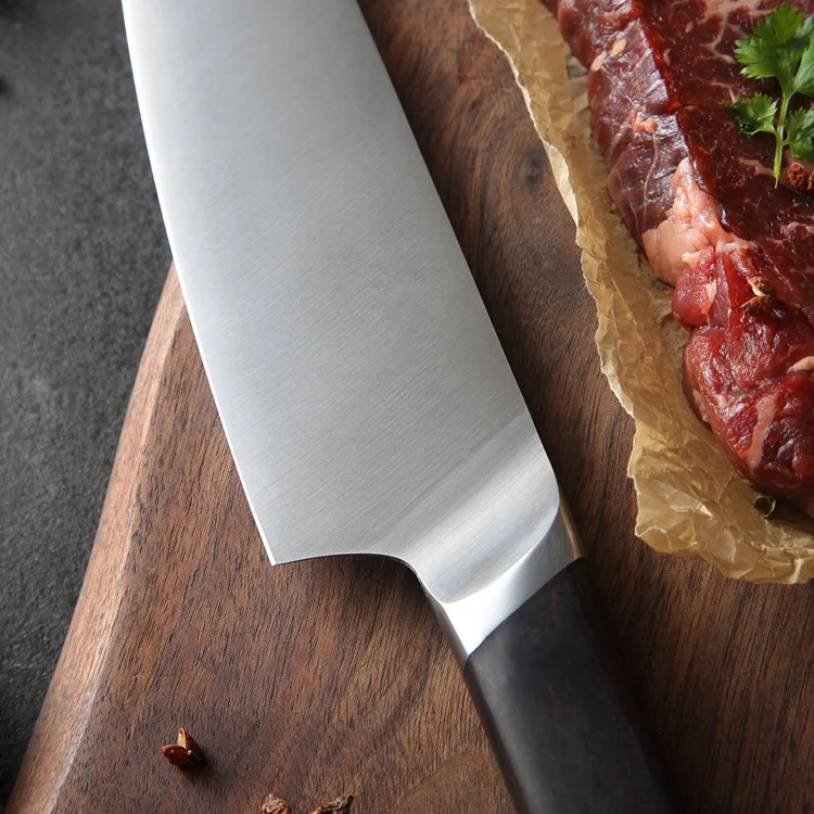 

Steelhead knife Western-style kitchen knife Black sandalwood handle kitchen knife blade knife beef knife stainless steel