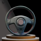 Рука сшитый черный искусственной кожи чехол рулевого колеса автомобиля для Seat Ibiza 2004 2006