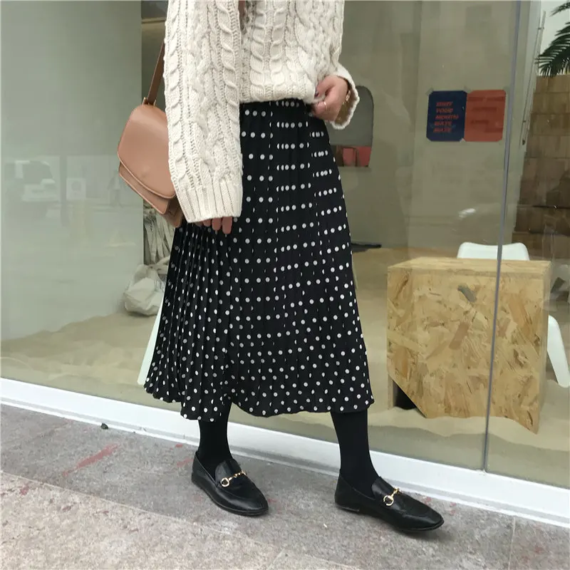 Женская юбка в горошек с высокой талией | одежда