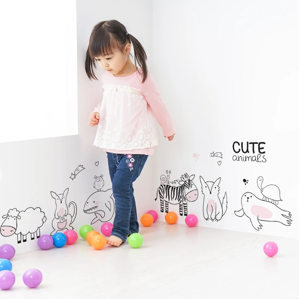 Горячие скандинавские Мультяшные животные настенные Стикеры для девочек