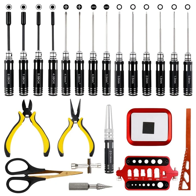 

RC Tools Kits Hex Screwdriver Set Nut Sleeve Socket Pliers RC Repair Set for RC Car Boat Quadcopter (23 in 1)