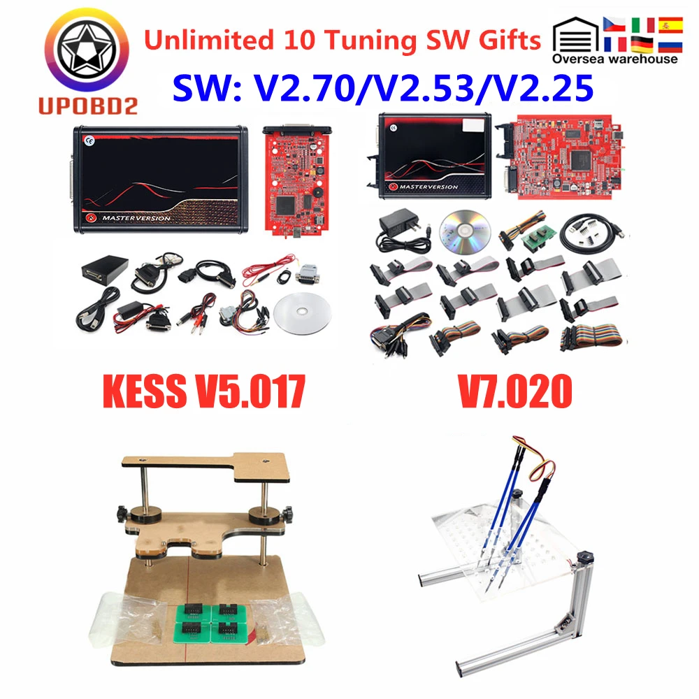 OBD2 полный KESS V5.017 онлайн V2.70 мастер ЭКЮ программист V7.020 4LED V2.25 ЕС красный блока