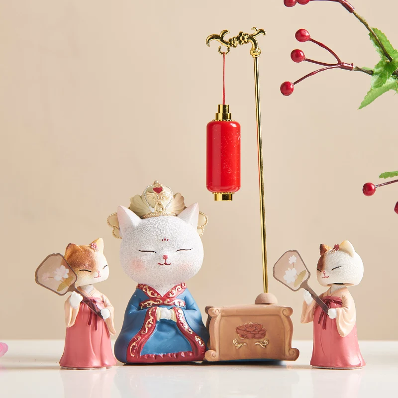 Милый китайский стиль статуя котенка для девочки статуэтка животного украшения