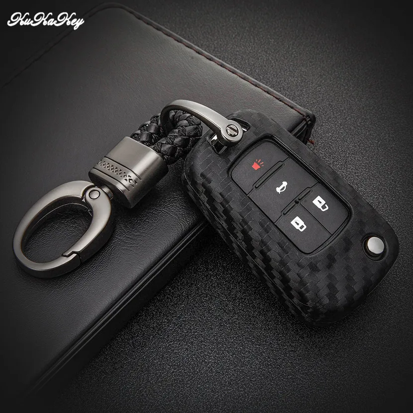 KUKAKEY Чехол для автомобильного ключа Chevrolet Cruze Aveo Captiva Epica Sail Lacetti Mrlibu из углеродного
