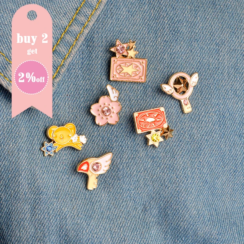 6 шт./компл. милый розовый визитница Сакура керо меч КИНОМОТО звезда палочка Ключ