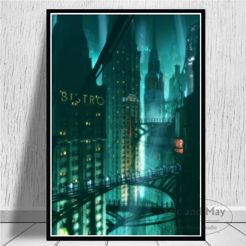 Постеры и принты на холсте настенные картины с изображением видеоигр Bioshock Rapture