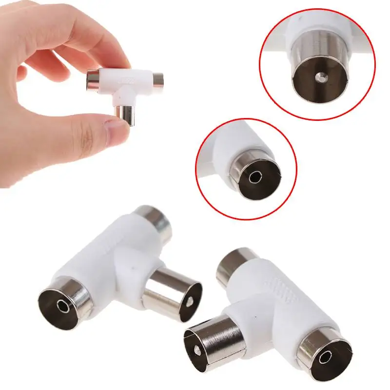 4Pcs 2 Way TV T Splitter Aerial Coaxial Cable Male to Female Connectors Adapter | Plug &amp