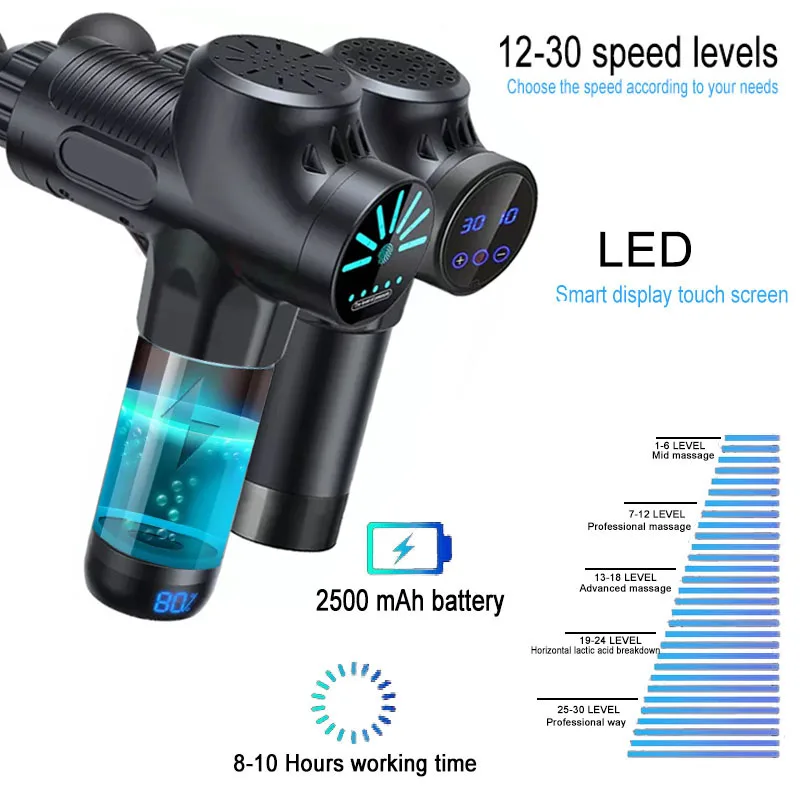 Массажный пистолет для глубоких тканей ударный Массажер мышц облегчения боли 30
