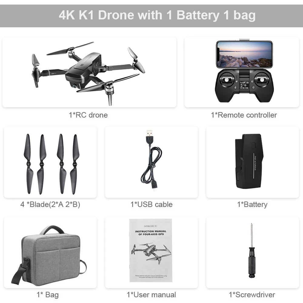 VISUO ZEN K1 gps бесщеточный Радиоуправляемый Дрон 4K с двойной камерой 5G wifi Дрон с камерой gps Optiacal Flow рисунок следование Радиоуправляемый квадрокоптер - Цвет: 1B With Bag