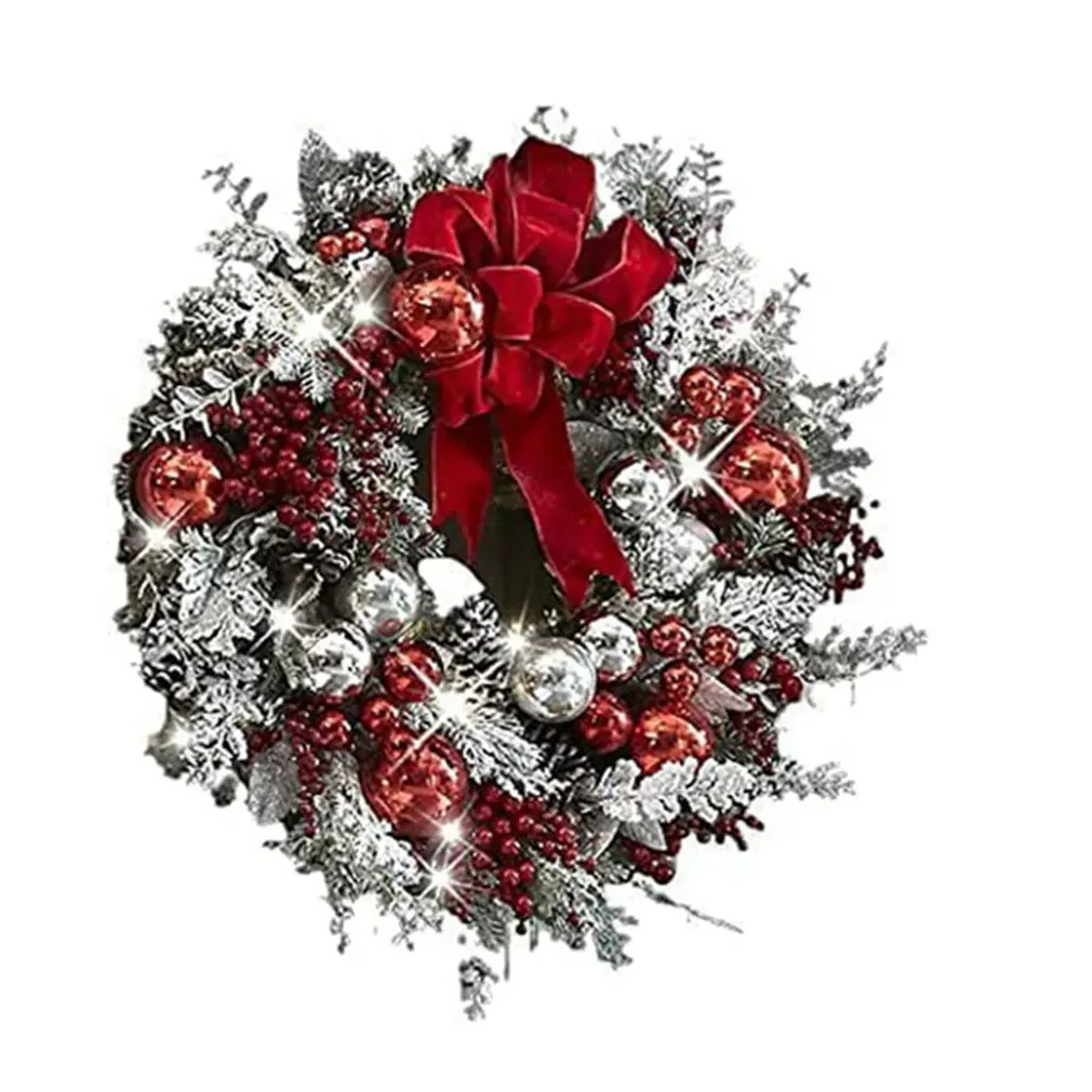 

Christmas Wreath Artificial Pinecone Red Berry Garland Hanging Ornaments Front Door Wall Decorations Merry Christmas Tree Wreath