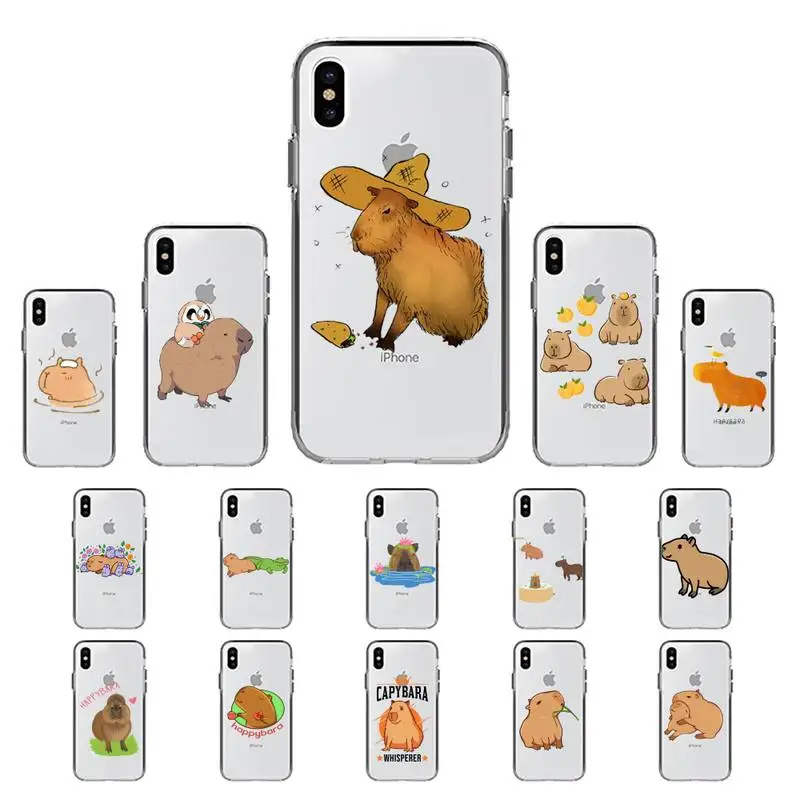 

YNDFCNB Capybara Cute Animal Cartoon Phone Case for iPhone 11 12 13 mini pro XS MAX 8 7 6 6S Plus X 5S SE 2020 XR cover