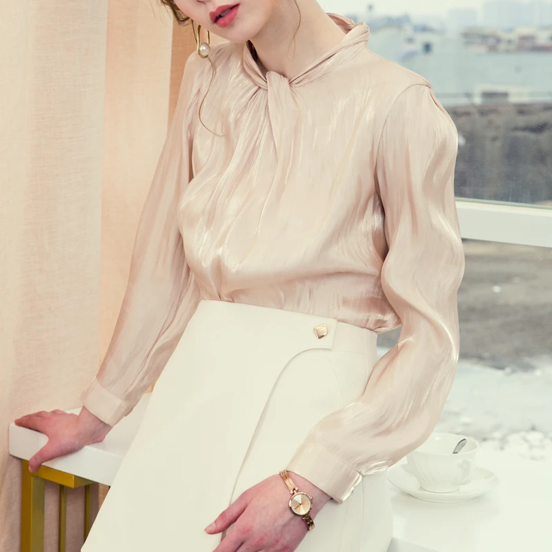 2019 New Fashion Lantern Sleeve High-collar Women's Shirt in Spring 2009 new | Женская одежда