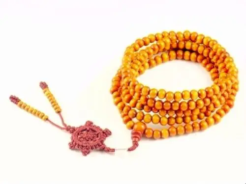 6 мм Тибетский буддизм 216 желтые деревянные молитвенные бусины колесо Мала