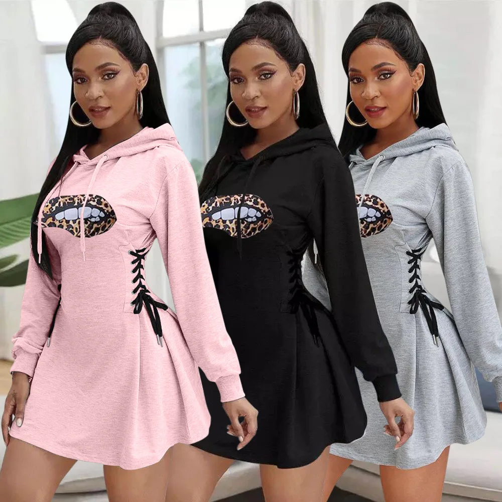 Осенне-зимнее леопардовое Повседневное платье с длинными рукавами и v-образным