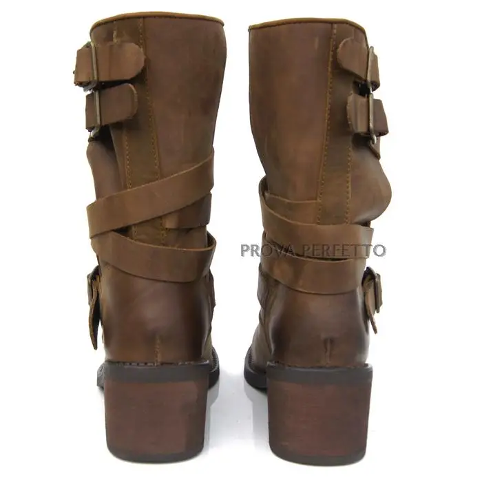 В западном стиле в ковбойском модные женские туфли с ремешком и пряжкой Цвет