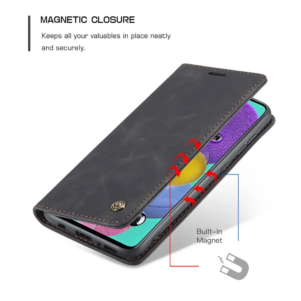Кожаный чехол для Samsung Galaxy A51 A71 A81 A91 CaseMe Ретро кошелек роскошный магнитный