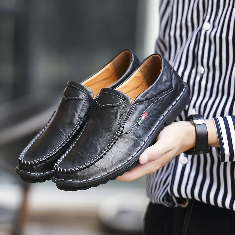 

Лоферы мужские повседневные, натуральная кожа, повседневная обувь для отдыха, черные, на весну