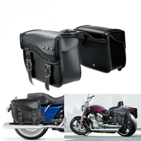 1 pair pu leather motorcycle saddle bags waterproof luggage saddlebag side tool bag pouch black for harley sportster