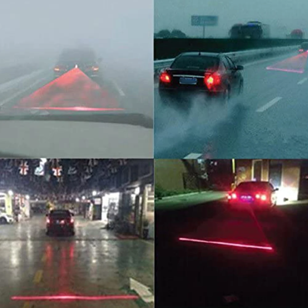 

Motorcycle Car Laser Fog Lamp Red Line Anti Collision Rear-end Laser Tail Light for Rainy Foggy Auto Universal Warning Taillight