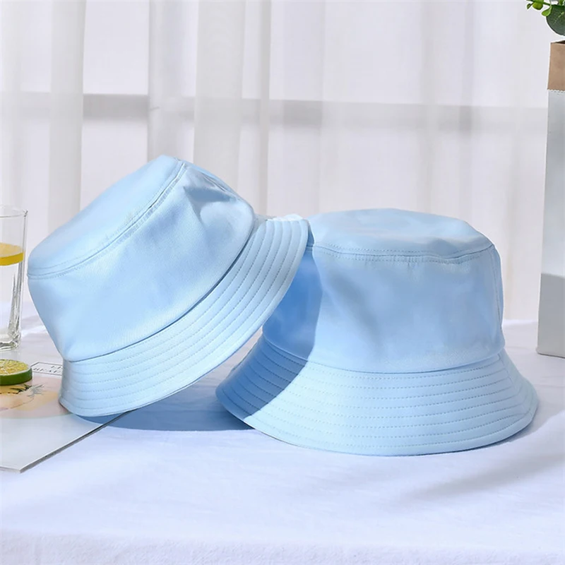 

ZWF690 New Unisex Sun Hat Children Summer Double Side Bucket Hat Pure Color Panama Fedoras Outdoor Fisherman Hat Visor Basin Cap