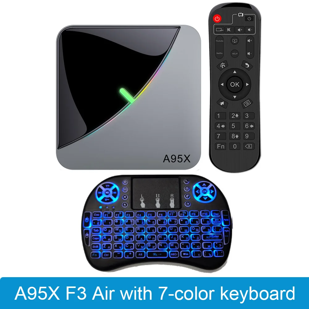 LEMADO A95X F3 Air Android tv Box Amlogic S905X3 4 Гб 64 Гб RGB светильник с поддержкой USB 3,0 2,4G и 5G wifi 8K YouTube tv Box Android 9,0
