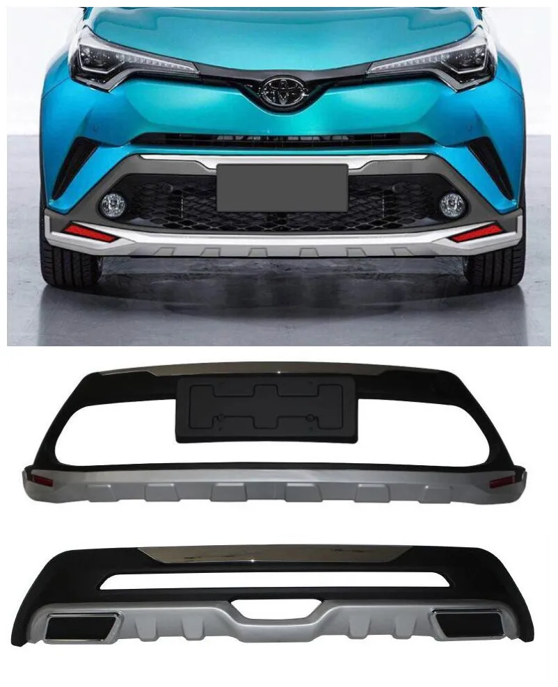 

ABS Car Front+ Rear Bumper Protector Cover Guard Skid Plate Fits For Toyota C-HR CHR 2016 2017 2018 2019