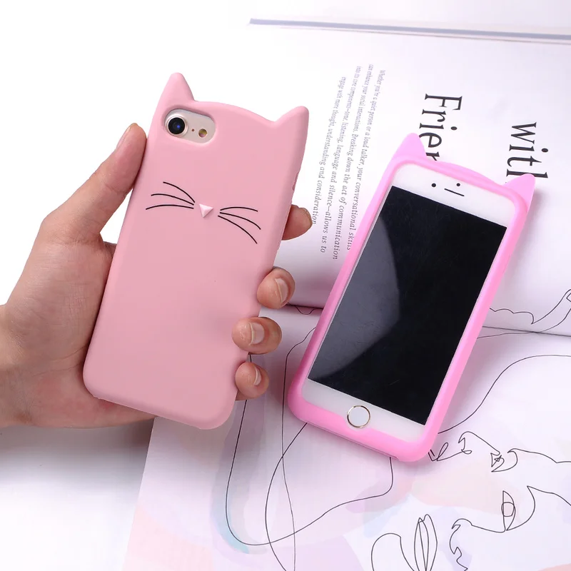 3D Cute Cartoon Beard Cat Case For iphone 5 5S SE 6 6S 7 8 Plus X XR XS Max Cover Silicone TPU for iPhone Coque |