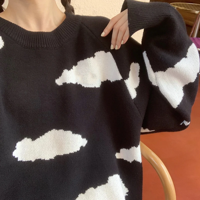

Woman Sweater 2021 Spring Winter Women Clothes New cute cartoon Pattern Loose Long sleeve pullover Sweater Women's Tops