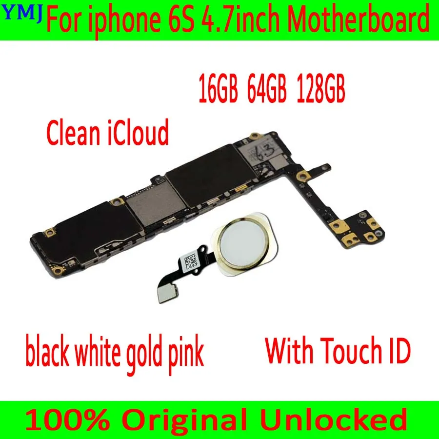 Для iPhone 6S материнская плата с/без Touch ID, оригинальная разблокированная материнская плата для iPhone 6S 16 Гб/64 Гб/128 ГБ с чистым iCloud