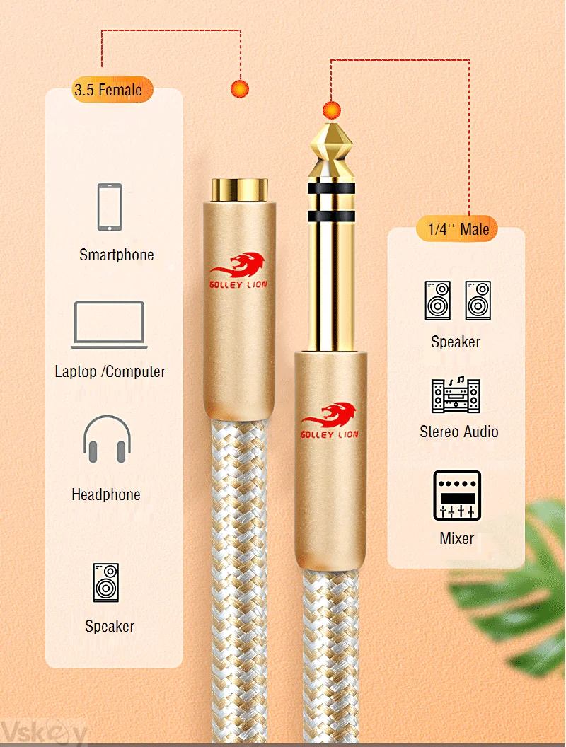 14 inch trs 6 35mm male to 3 5mm female audio cable for mixing console amplifier guitar keyboard piano headphone extension cord free global shipping