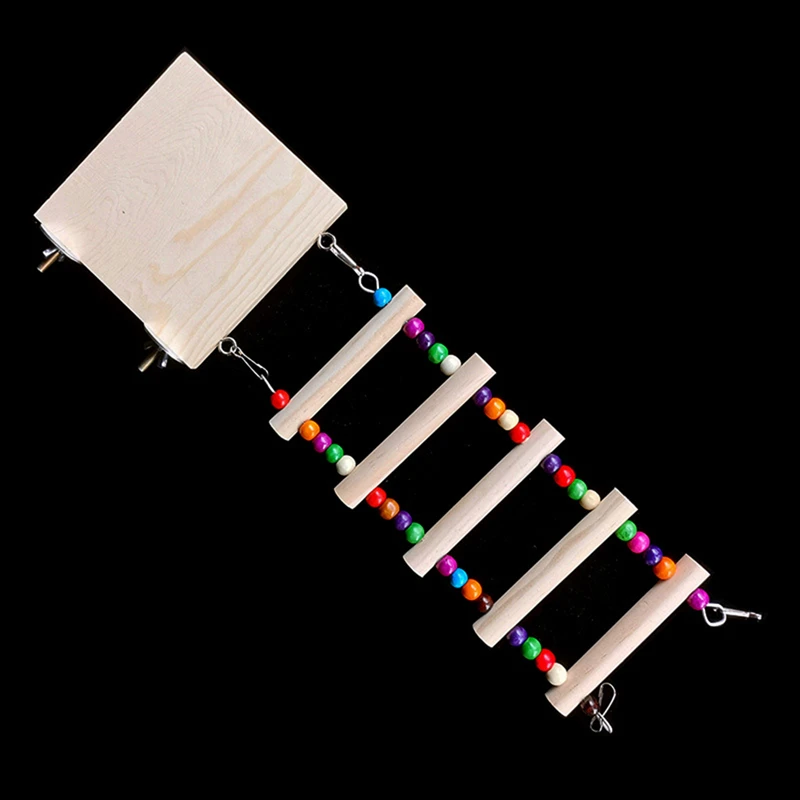 Wooden Bird Ladder Colorful Beaded 5-Step Bite Resistant Parrot Chew Toy Swing Training Toys Pet Accessories | Дом и сад