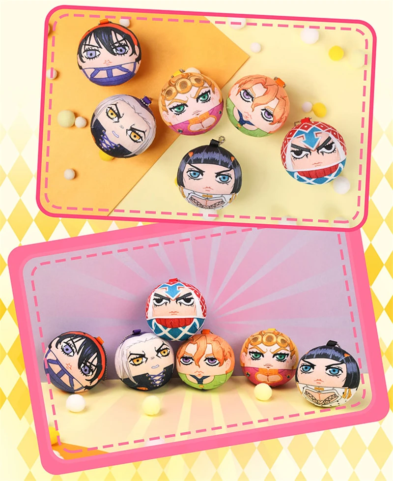 Cute Bizarre Adventure Cartoon Golden Wind Giorno Giovanna Pendant Plush Doll Keychain Anime Keyring Toy Christmas Boy Girl Gift | Украшения