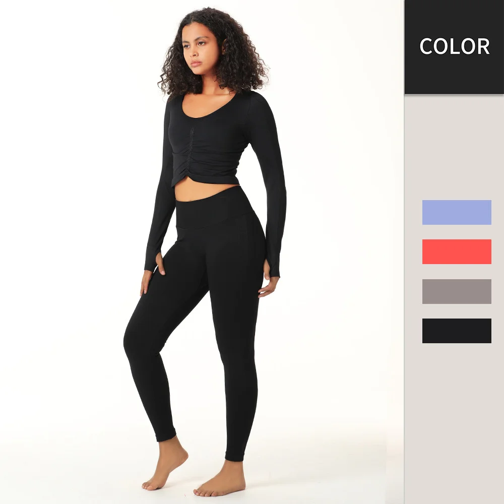 

Yoga Suit Women Long Sleeve T Shirt Seamless Leggings Sets Gym Fitness Clothes Running Sports Push Ups Training Tracksuit