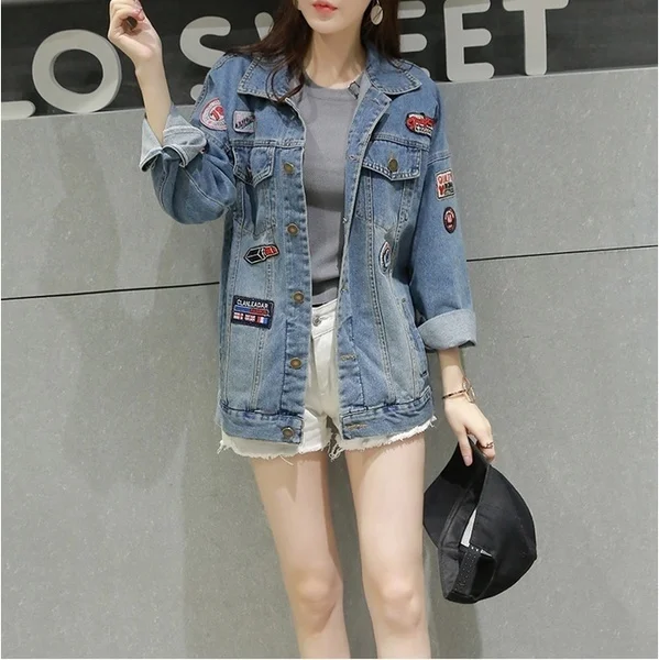 Новинка женская джинсовая куртка Bf Wind Осень зима 2017 винтажное свободное женское