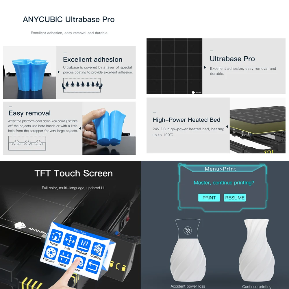 ANYCUBIC Chiron Новый 3D принтеры комплект размера плюс большой Ultrabase экструдер Экран