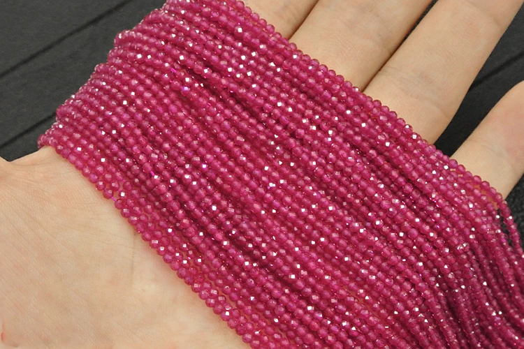 Natural Red Corundum Loose Beads Faceted Round Beads 2-3mm 15