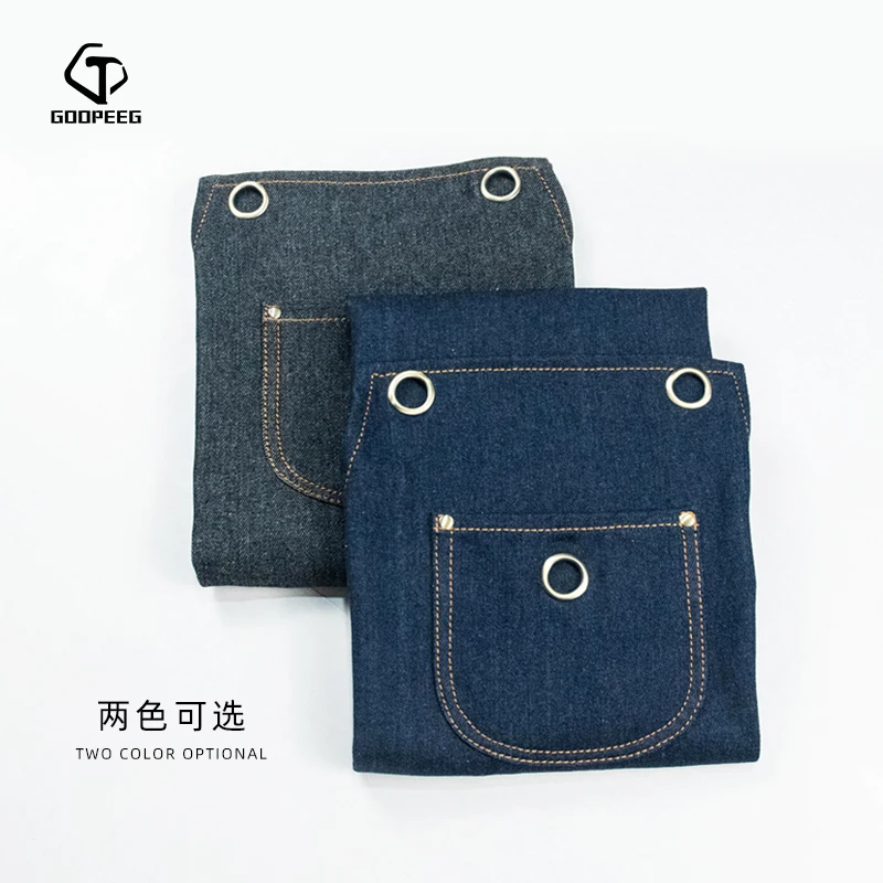 GOOPEEG fashion denim apron men and women work clothes custom barista milk tea barber shop draw LOGO | Дом и сад