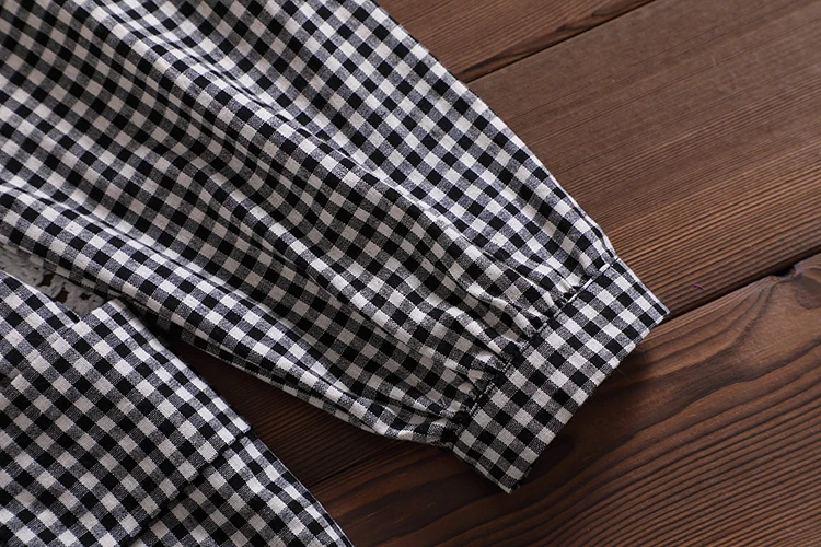 

Autumn New High Quality Dress Mori Girl Literary Doll Collar Waist Thin Female Dress Retro Plaid Long-Sleeve Midi Dress Women