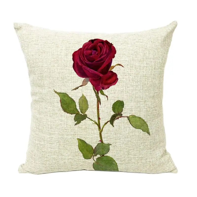 Красивые растения романтическая Роза Печать Подушка Набор Хлопок Лен цветок