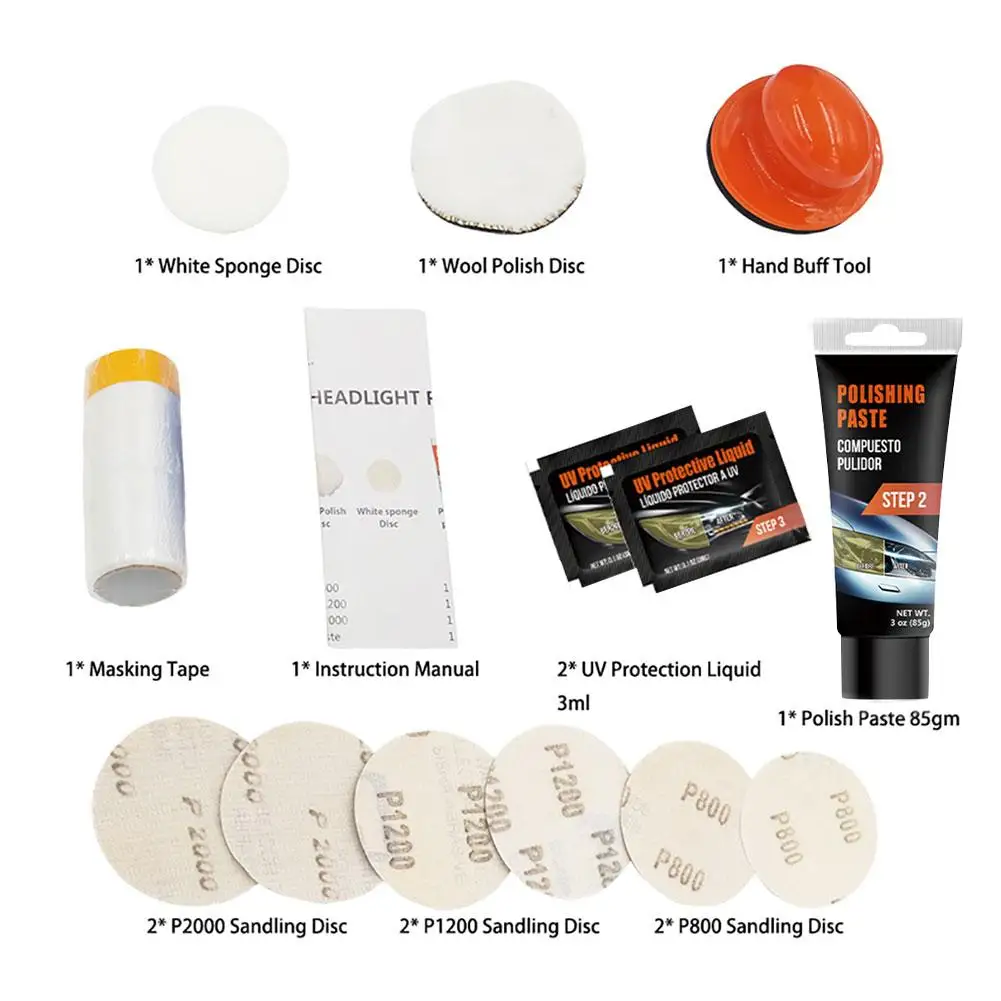 Набор для полировки и ремонта фар своими руками системы чистки средство ухода за