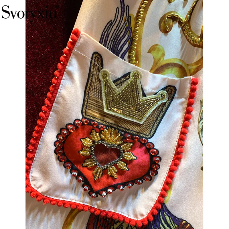 Svoryxiu роскошное летнее платье для подиума Женские винтажные Алмазная Вишивка с принтом в стиле барокко Повседневные Вечерние свободные платья с короткими рукавами