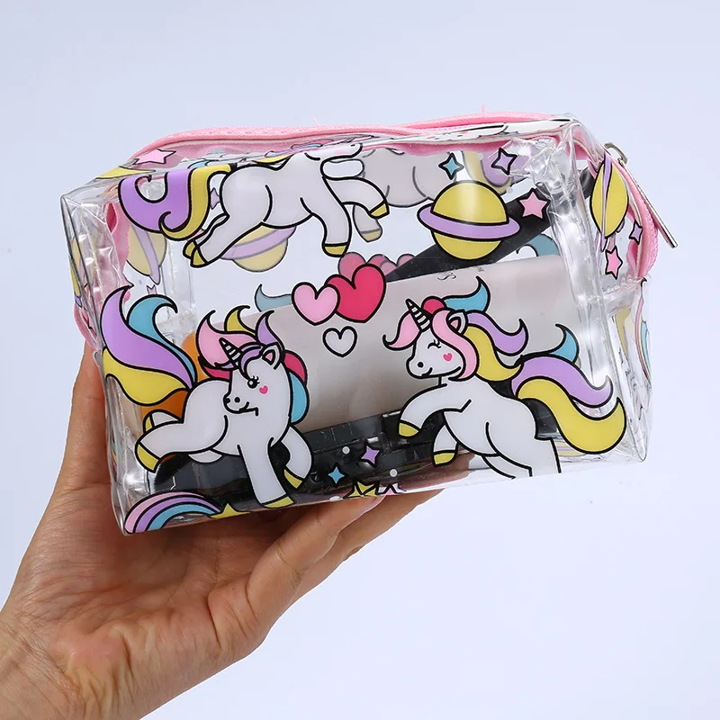 Единорог ПВХ косметичка водонепроницаемый милый прозрачный пластиковый
