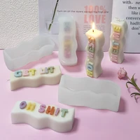 wavy letter bars candle silicone mold for handmade desktop decoration gypsum epoxy resin aromatherapy candle silicone mould
