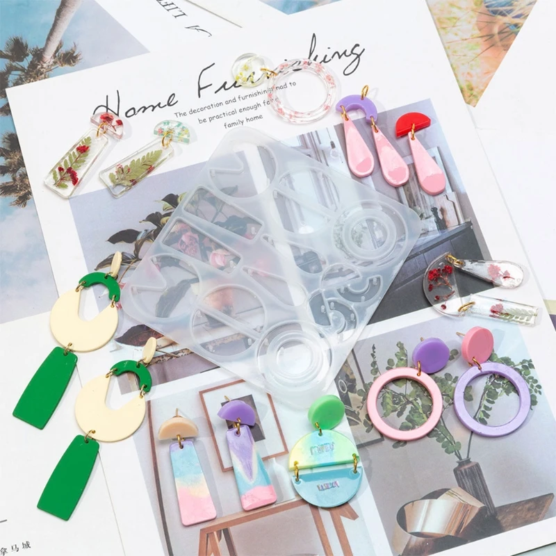 

Crystal Epoxy Resin Mold Ear Studs Earrings Pendant Casting Silicone Mould DIY Crafts Jewelry Making Tools
