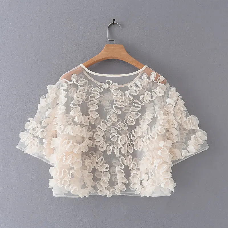 Для женщин барокко абстрактный Рельеф Украшения повседневные женские блузки