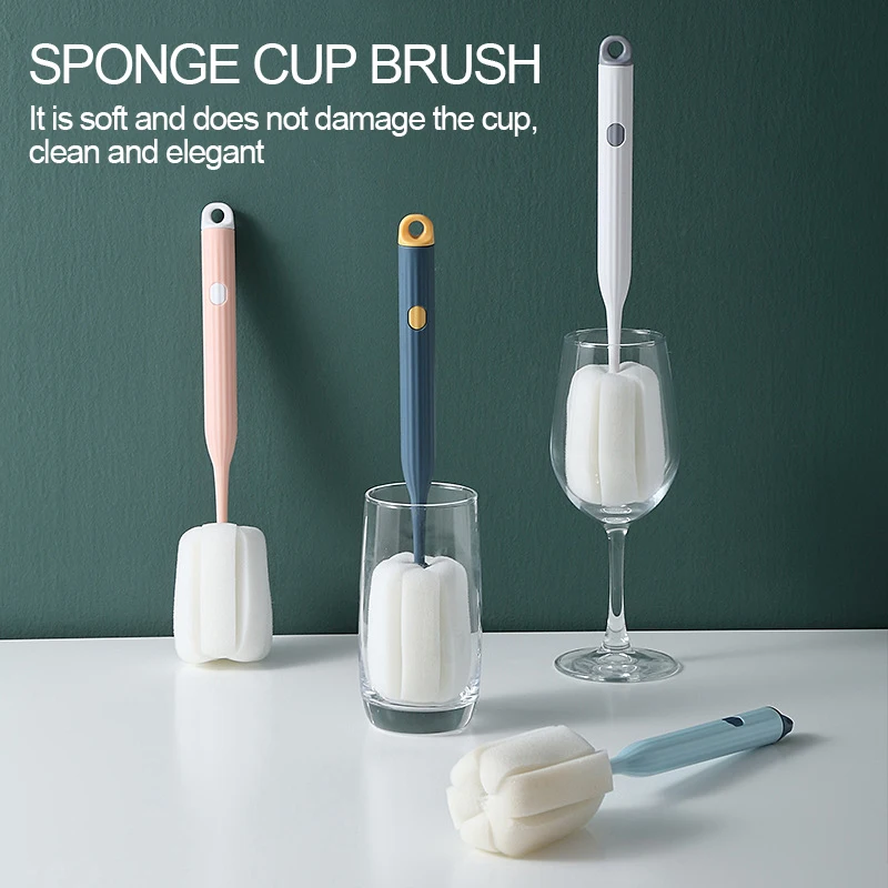 

1PC Sponge Bottle Cup Brush Sponge Cup Brush Glass Bottle Cleaning Removable Kitchen Glass Cleaning Brush Kitchen Cleaning Tool