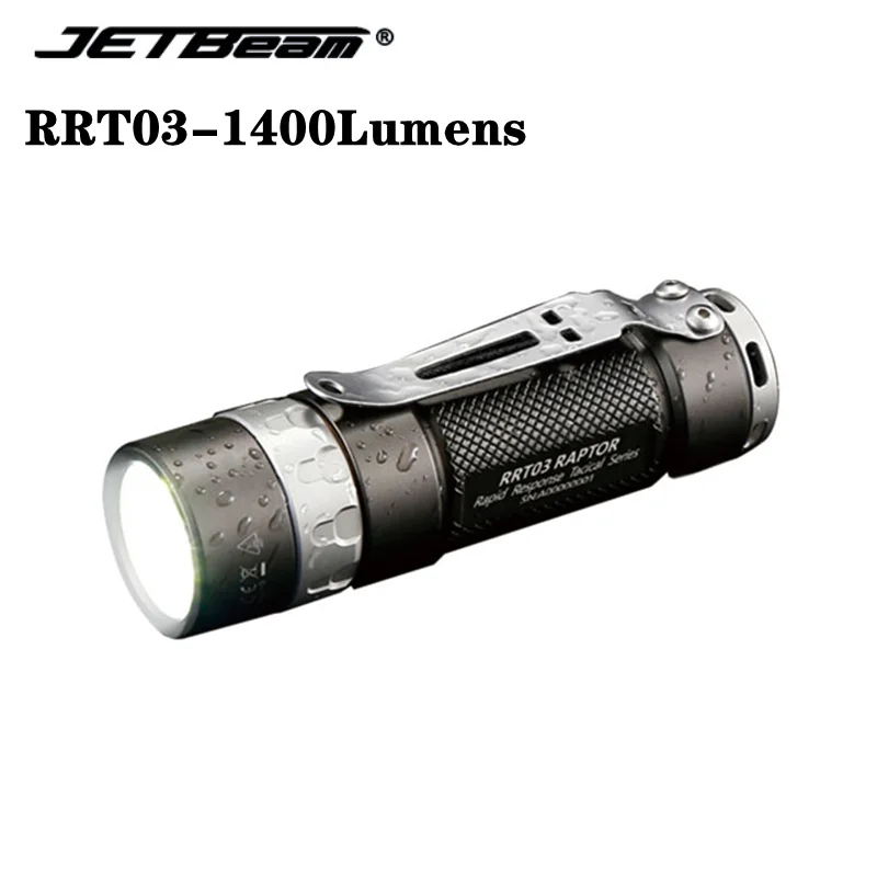 Jetbeam RRT03 RGBW Cree LED Tactical Stepless Dimming Flashlight Camping Powerful Hand EDC Torch with Rechargeable 18350 Batter