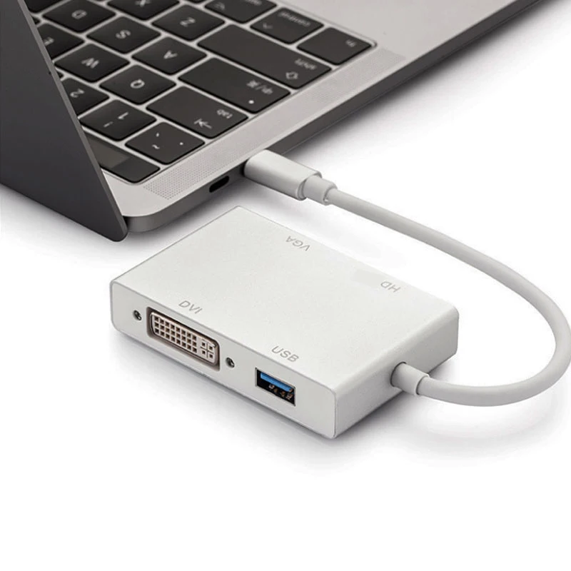USB C 3 1 Тип HD VGA HDMI DVI 0 адаптер кабель 4 в конвертер для ноутбука Macbook