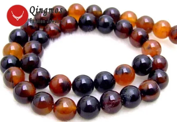 

Qingmos Trendy 10mm Round Multicolor Dream Natural Agates Beads Strand 15" for Jewelry Making Beadwork DIY Necklace Bracelet 227